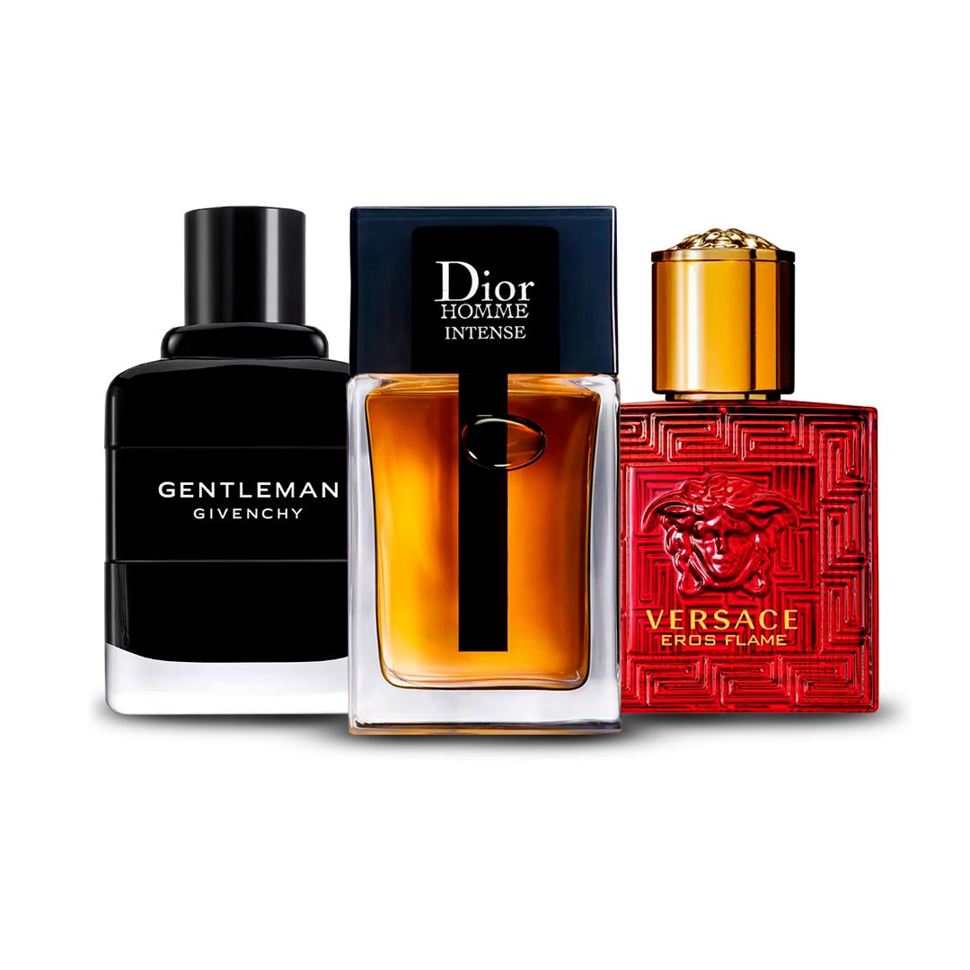 Combination of 3 men's perfumes – Givenchy Gentleman, Dior Homme Intense and Versace Eros Flame [100 ml each]