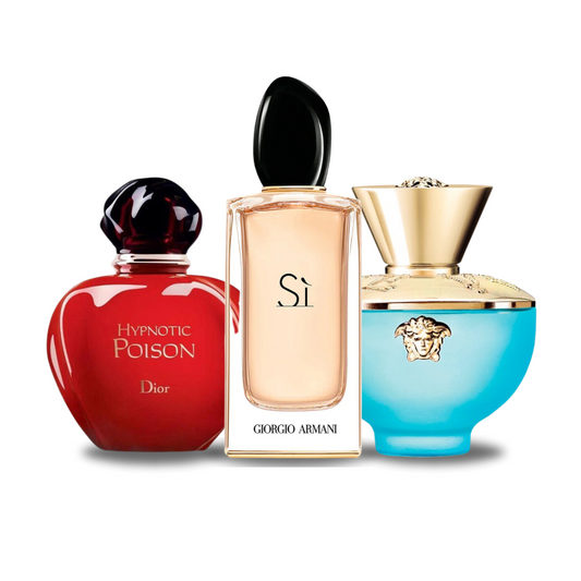 Combination of 3 fragrances - Hypnotic Poison from Dior, Si from Giorgio Armani and Dylan Turquoise from Versace [100 ml each]