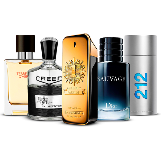 Combination of 5 men's perfumes – Terre d’Hermès, Creed Aventus, 1 Million, Sauvage and 212 Men [100 ml each]